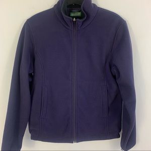 LL Bean Jacket Womens S Small Full Zip Fleece Coat Purple Sweatshirt Pockets